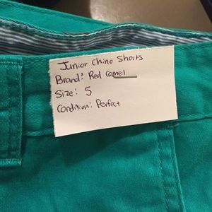 Junior chino green shorts